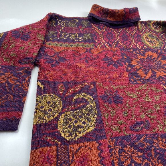 90s Women's St Michael Knit Sweater Size UK 12 US 8 Paisley Retro Sweater - Picture 3 of 12